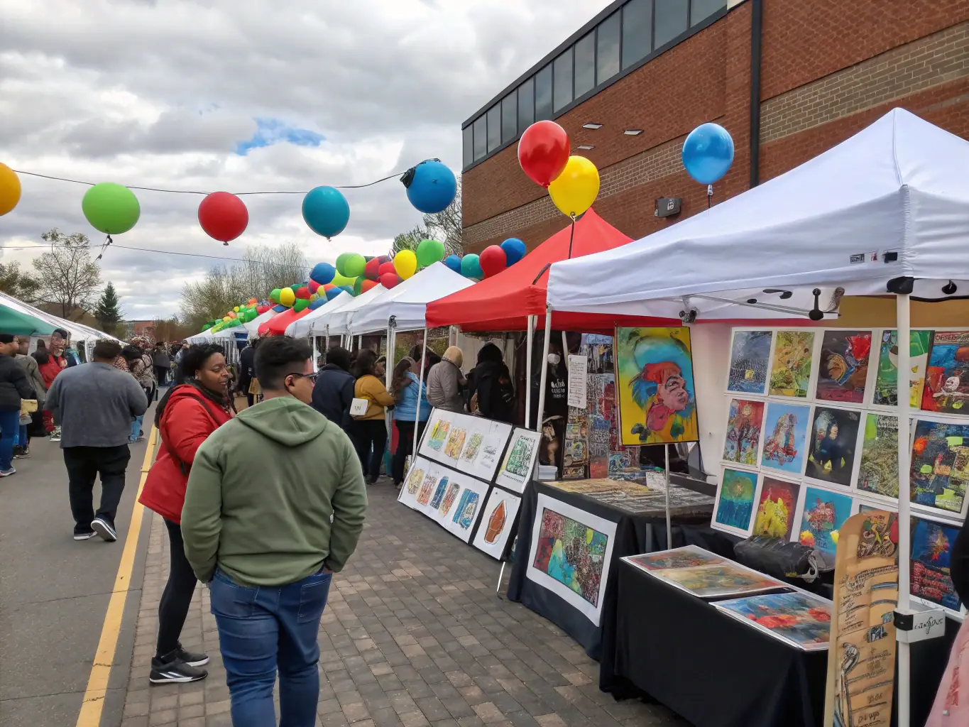 An engaging image of a community art fair, showcasing the diverse range of artistic expressions supported by C TOU S'KON A.